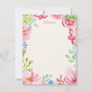Stylish Floral Watercolor Painting Personalized Note Card