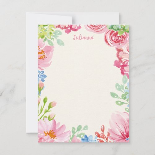 Stylish Floral Watercolor Painting Personalized Note Card