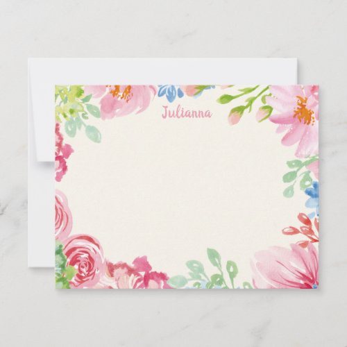 Stylish Floral Watercolor Personalized Stationery Note Card