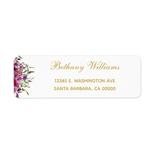 Stylish Floral Watercolor Return Address Label