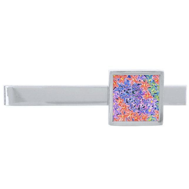 Stylish Floral Watercolour Tie Clip (Front)