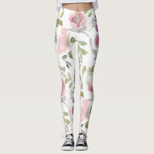 Stylish Floral Yoga Pants, High-Waisted Botanical  Leggings