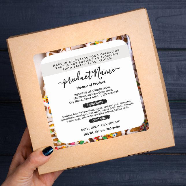 Stylish  Florida cottage food label (Creator Uploaded)