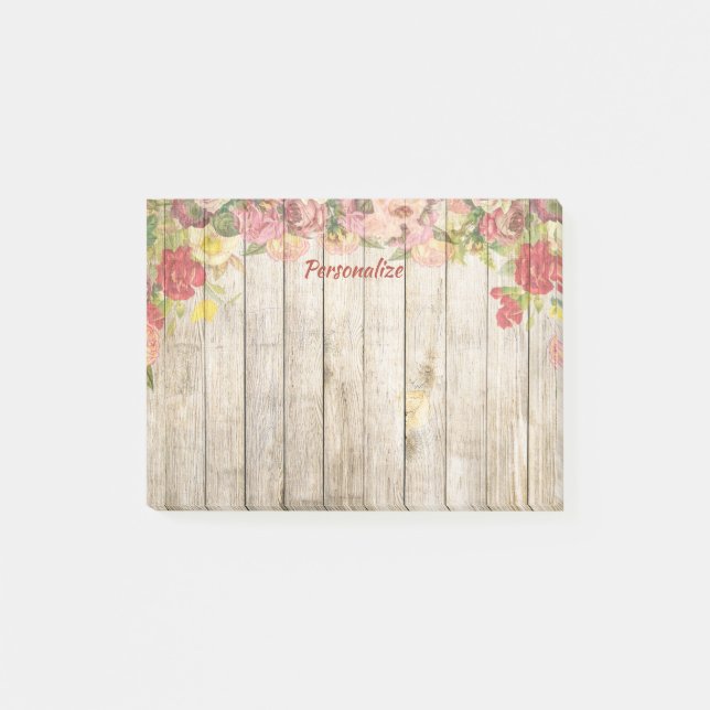 Stylish Flower Garden Wood Fence Personalize Post-it Notes (Front)