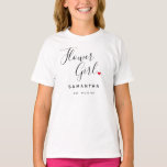 Stylish Flower Girl Wedding T-Shirt<br><div class="desc">The perfect gift for any flower girl,  the fun and modern design features a stylish typography script "Flower Girl" with cute little red love heart full stops. The design is easy to personalize with a name and established wedding date and will be the perfect keepsake from your special day.</div>