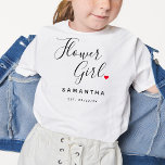 Stylish Flower Girl Wedding T-Shirt<br><div class="desc">The perfect gift for any flower girl, the fun and modern design features a stylish typography script "Flower Girl" with cute little red love heart full stops. The design is easy to personalize with a name and established wedding date and will be the perfect keepsake from your special day.</div>