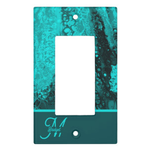 Stylish Fluid Turquoise Monogram Light Switch Cover