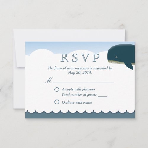 Stylish Flying Whale Wedding RSVP Card