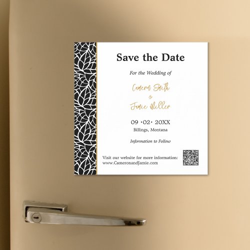 Stylish Foliage Outline Border Save the Date Magnetic Invitation