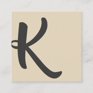 Stylish Font Asymmetric (beige / gray) Square Business Card