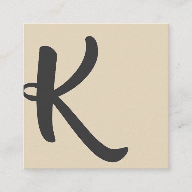 Stylish Font | Asymmetric (beige / gray) Square Business Card (Front)