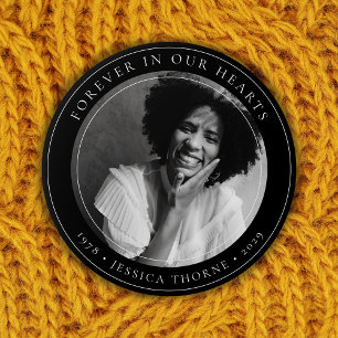 Stylish Forever in Our Hearts Memorial Photo Button