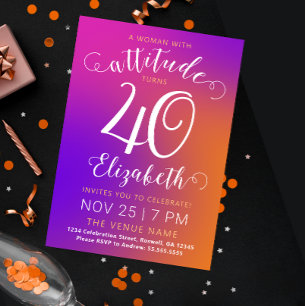 Stylish Forty Colorful Modern Gradient Invitation