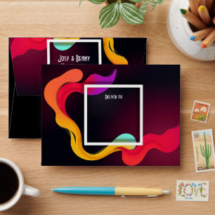 Stylish Frame Art - Colored Splashes Waves 1 Envelope
