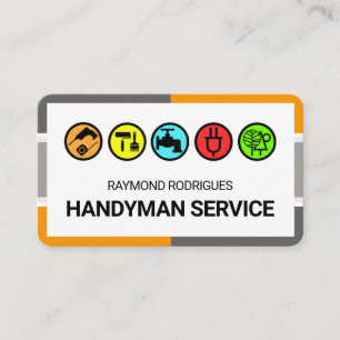 Stylish Frame Colorful Handyman Tools Business Card