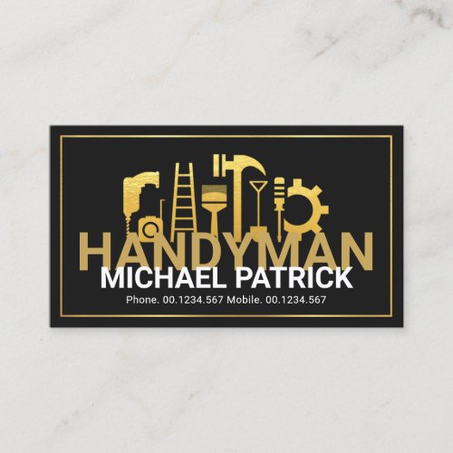 Stylish Frame Gold Handyman Tools Business Card
