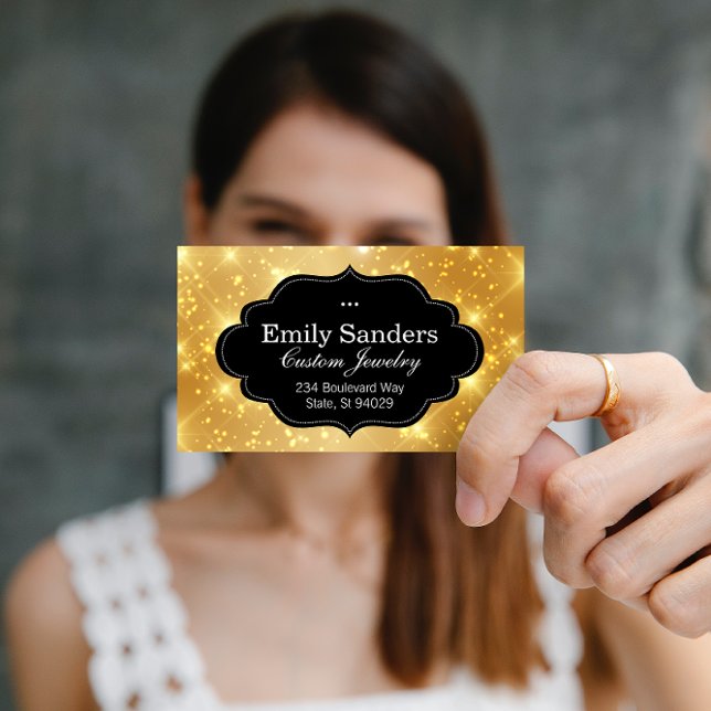 Stylish Frame | Sparkle (gold) Business Card (Creator Uploaded)