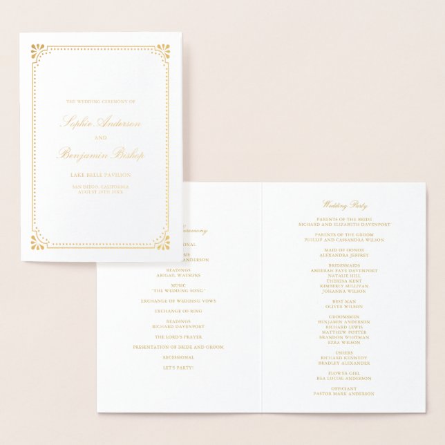 Stylish Frame Wedding Ceremony Programs (Display)