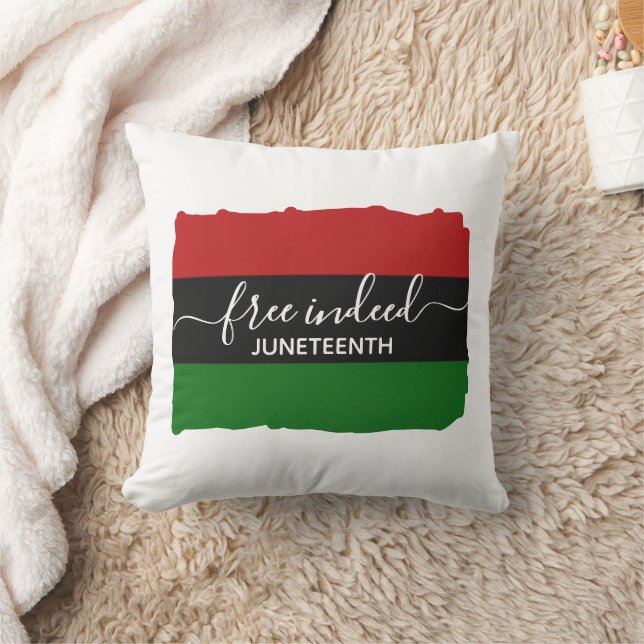 Stylish FREE INDEED Pan African JUNETEENTH Throw Pillow (Blanket)