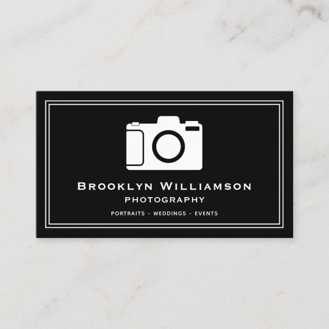 Stylish Freelance Photographer Photography Camera Business Card (Front)