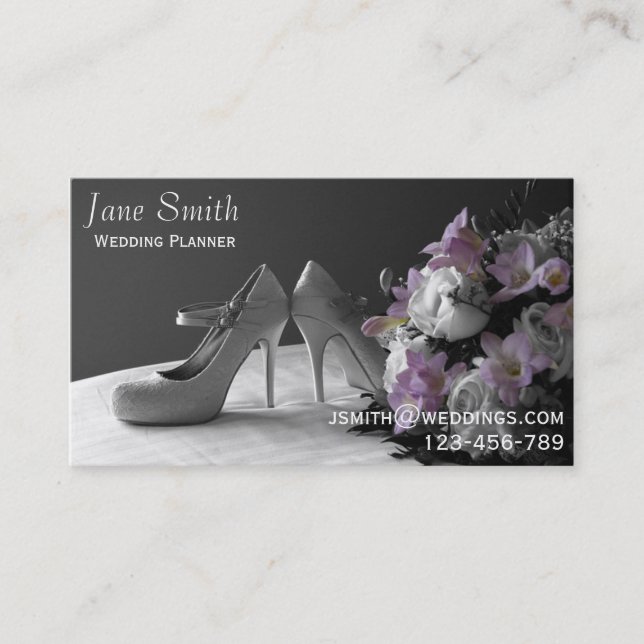 Stylish freelance wedding planner wedding services business card (Front)