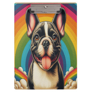 Stylish French Bulldog Dog Colorful Rainbow Clipboard
