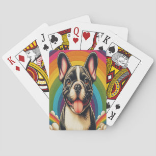 Stylish French Bulldog Dog Colorful Rainbow Poker Cards