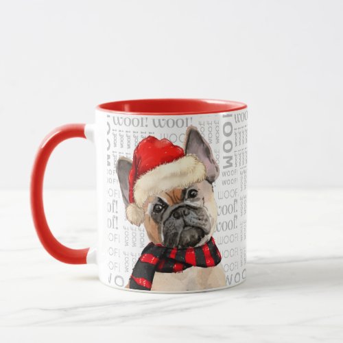 Stylish French Bulldog Woof Art Christmas Mug