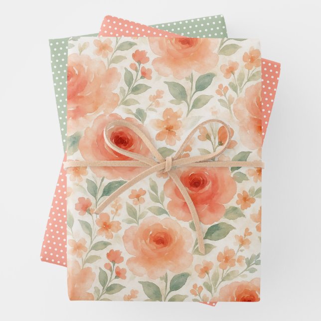 Stylish French Shabby Chic Floral Art Pattern Wrapping Paper Sheets (In situ)