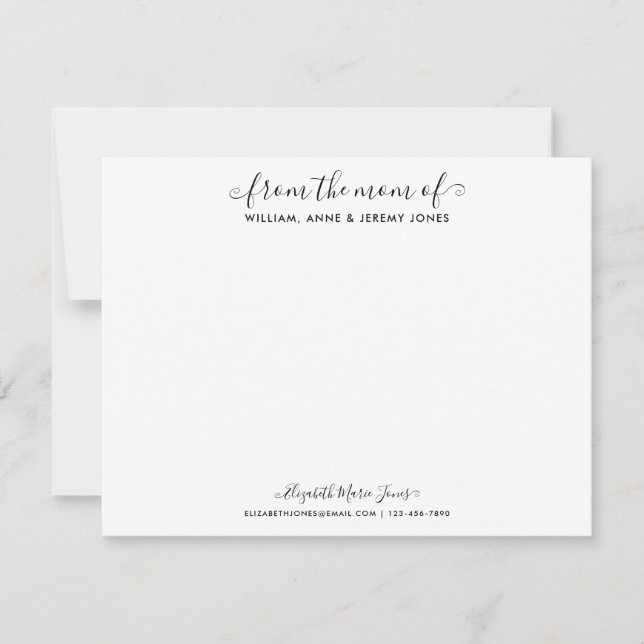Stylish From the Mom Mother Family Elegant Script Note Card (Front)