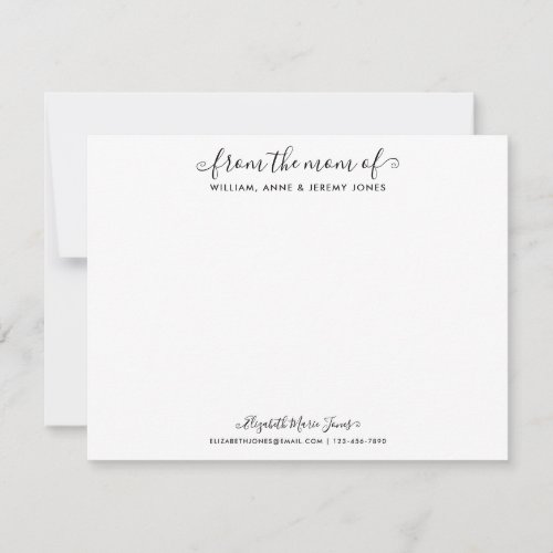 Stylish From the Mom Mother Family Elegant Script Note Card