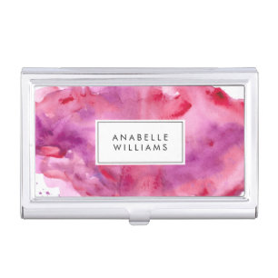 Stylish Fuchsia and Purple Watercolor Case For Business Cards