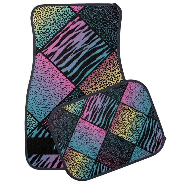 Stylish Fun Animal Patterns | Multicolored Car Mat (Set)