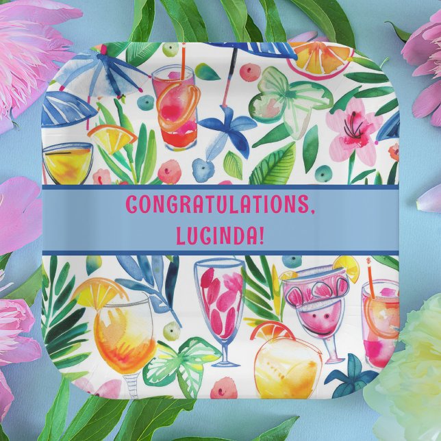 Stylish Fun Colorful Summer Congratulations Paper Plates (Creator Uploaded)