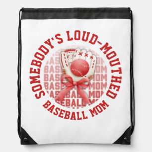 Stylish Fun LOUD-MOUTHED BASEBALL MOM Drawstring Bag