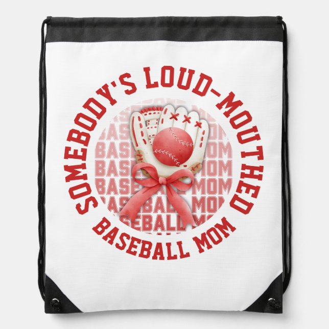 Stylish Fun LOUD-MOUTHED BASEBALL MOM Drawstring Bag (Front)