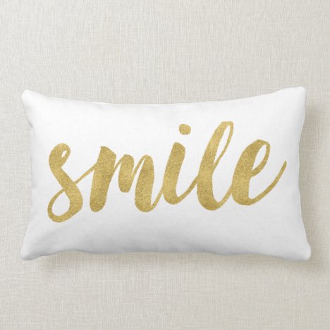 Stylish Fun Smile In Gold Decorative Lumbar Pillow
