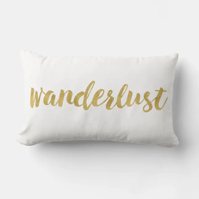 Stylish Fun Wanderlust In Gold Decorative Lumbar Pillow | Zazzle