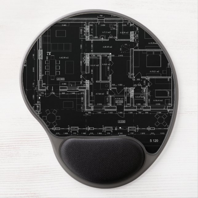 Stylish & Functional Blueprint Gel Mouse Pad (Front)