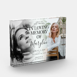 Stylish Funeral Memorial Before & After Glass  Photo Block