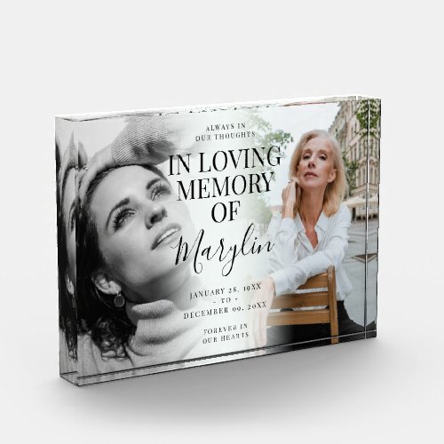 Stylish Funeral Memorial Before  After Glass  Photo Block