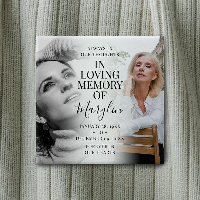 Stylish Funeral Memorial Before & After Photo Button (Creator Uploaded)