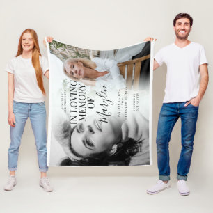 Stylish Funeral Memorial Before & After Photo Fleece Blanket