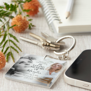 Stylish Funeral Memorial Before & After Photo Keychain