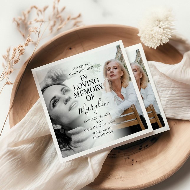 Stylish Funeral Memorial Before & After Photo Napkins (Creator Uploaded)