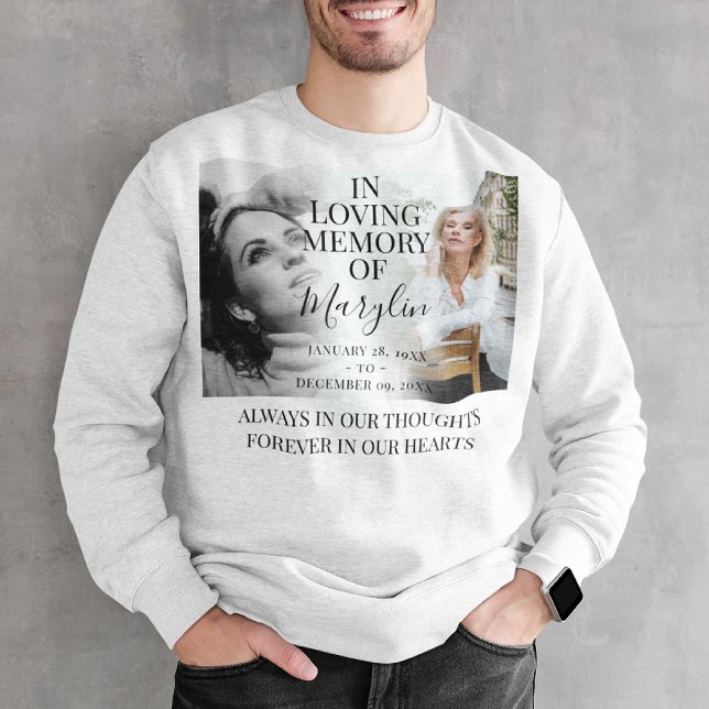 Stylish Funeral Memorial Before & After Photo Sweatshirt (Creator Uploaded)