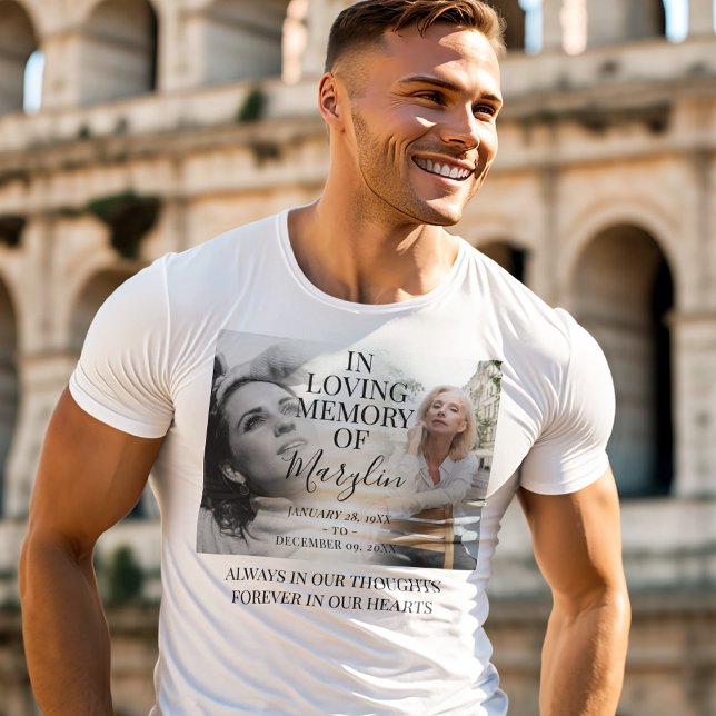 Stylish Funeral Memorial Before & After Photo T-Shirt (Creator Uploaded)