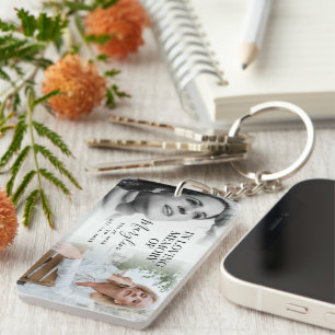 Stylish Funeral Memorial In Loving Memory 2 Photo Keychain