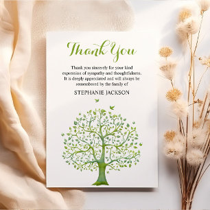 Stylish Funeral Thank You Note   Green Tree Card