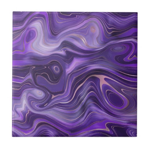 Stylish Funky Groovy Purple Curves Marble 1_6 Ceramic Tile